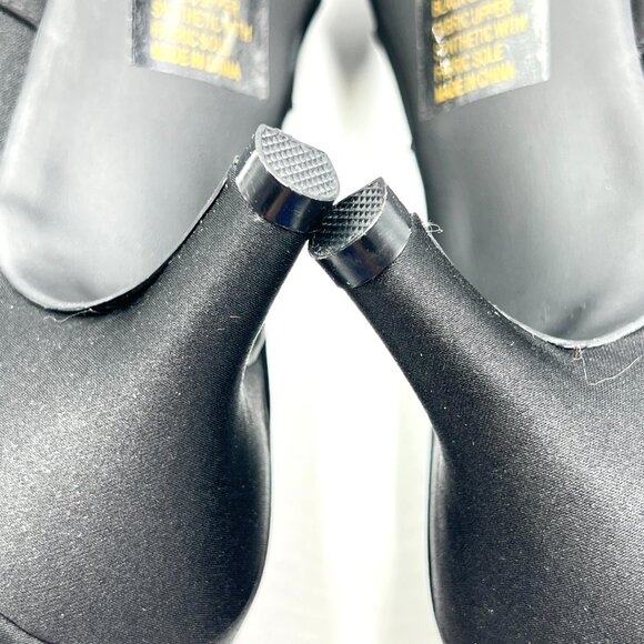 Dyeables Womens Size 7.5 Kristin Black Satin Peep Toe Kitten‎ Heel Pumps Shoes - Picture 12 of 15